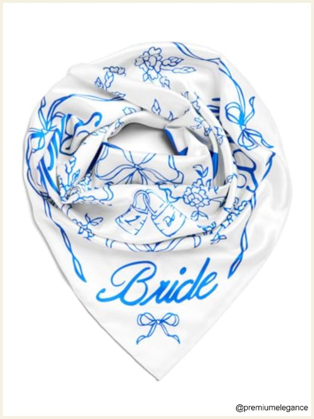 White Bridal Silk Head Scarf, Bride Bandana, Bachelorette Party Accessory, 27x27